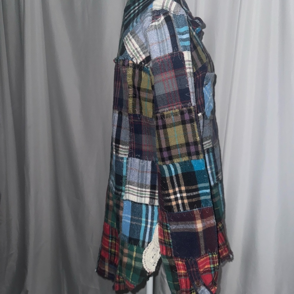 We The Free Free People Lost in Plaid Flannel Shirt RARE - Picture 6 of 11